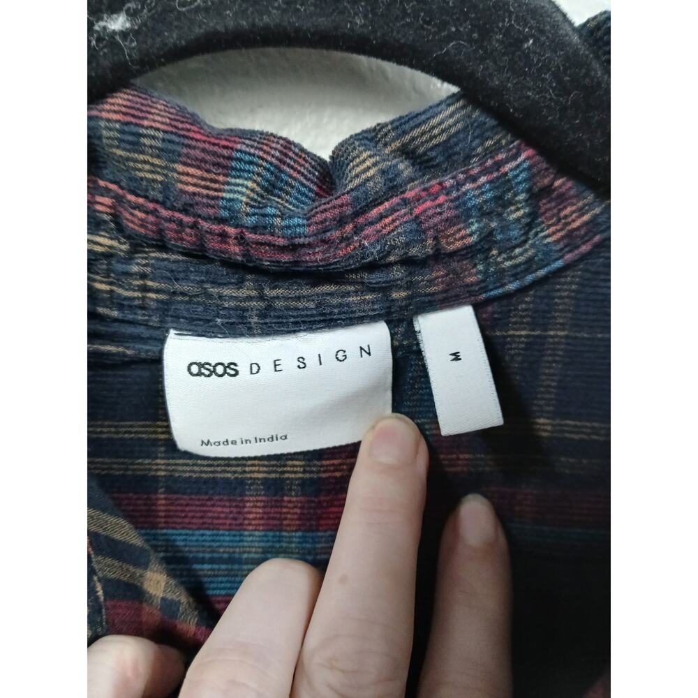 ASOS DESIGN oversized cord plaid shirt button down shirt Men's med - Picture 3 of 6